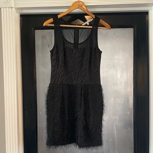 Rachel Roy black feathered skirt dress